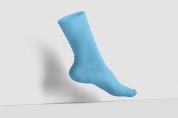 Økologisk bomuld ensfarvet sok med enkelt mandskab: SKY BLUE (ikke par, kun 1 stk)