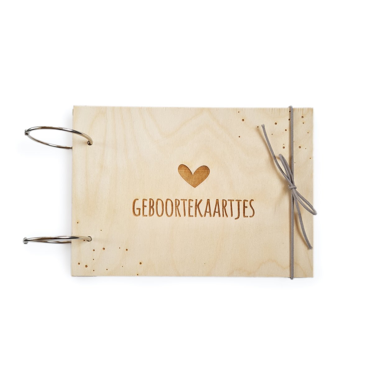 Houten bewaarbundel | Geboortekaartjes | Hartje | A5