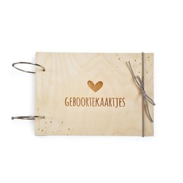 Houten bewaarbundel | Geboortekaartjes | Hartje | A5