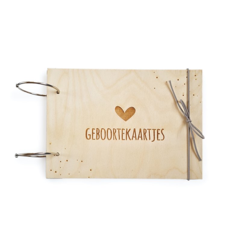 Houten bewaarbundel | Geboortekaartjes | Hartje | A5