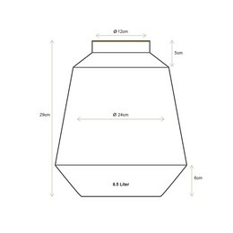 Vase Metal Stripes Dark Red 24x29cm