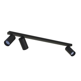 A modern, minimalist ceiling light fixture with a black metal frame and two adjustable spotlights. The MONO III ceiling light is available in multiple color variants including black, solid brass, white, black/gold, and white/gold.