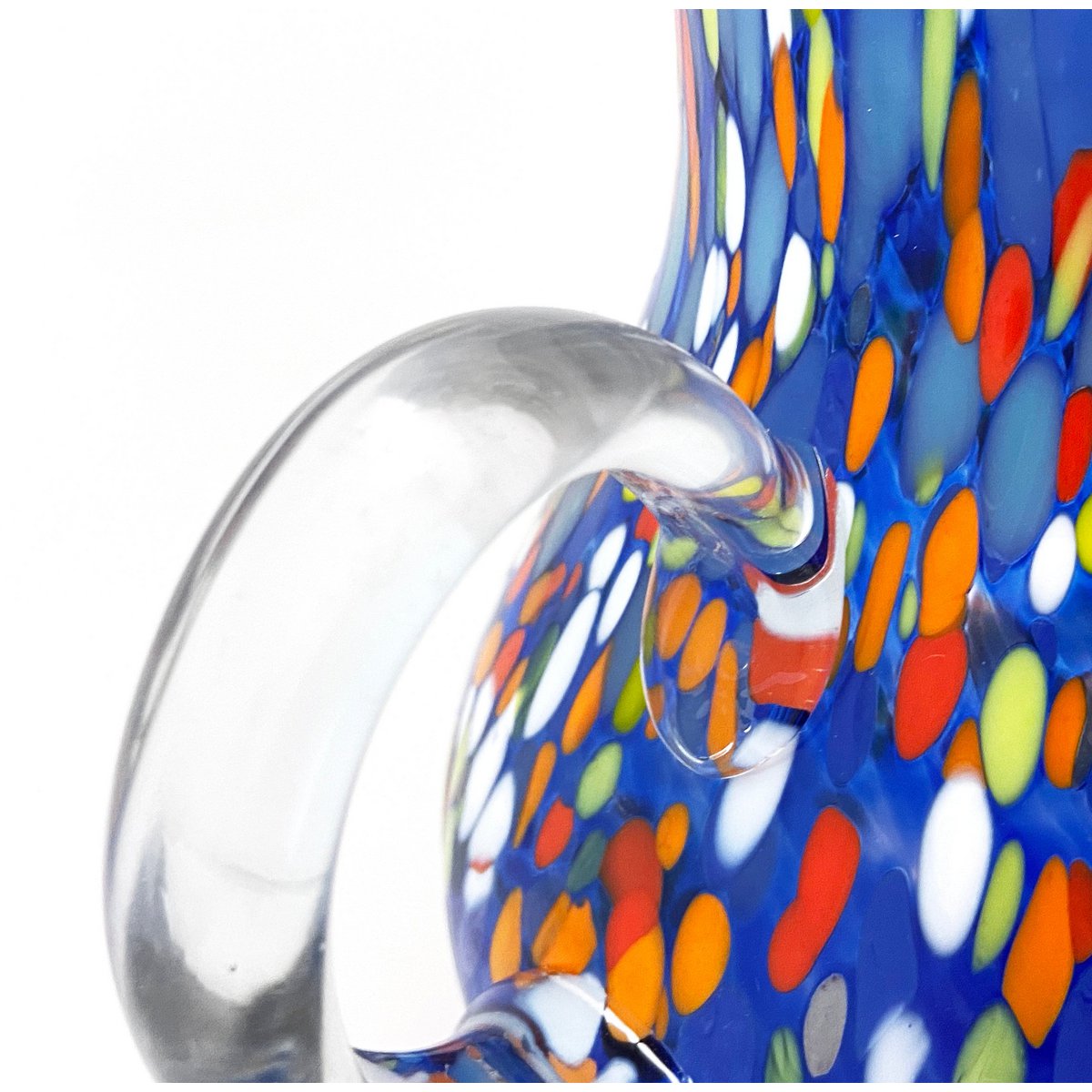 1 CARAFFA CLÁSICA EN VIDRIO HANDO EN LÍNEA MANO CON MURRINE DI MURANO, LÍNEA "I COLORI DI MURANO" 1000 ml. Hecho en Italia