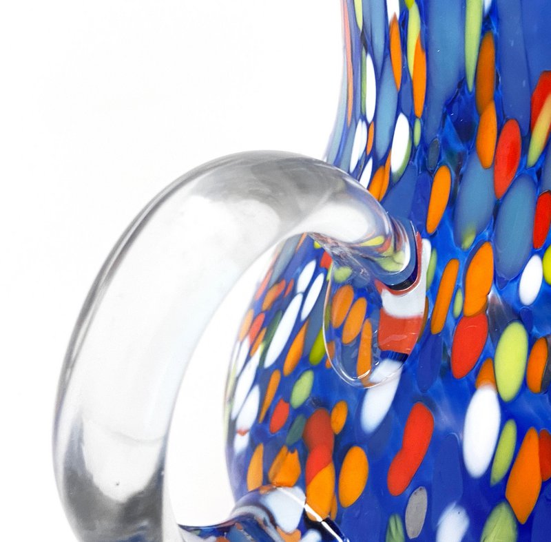 1 Klassiker Caraffa in handgemachtem und handgefertigtem Glas mit Murrine di Murano, "I Colori di Murano" Linie 1000 ml. In Italien gemacht