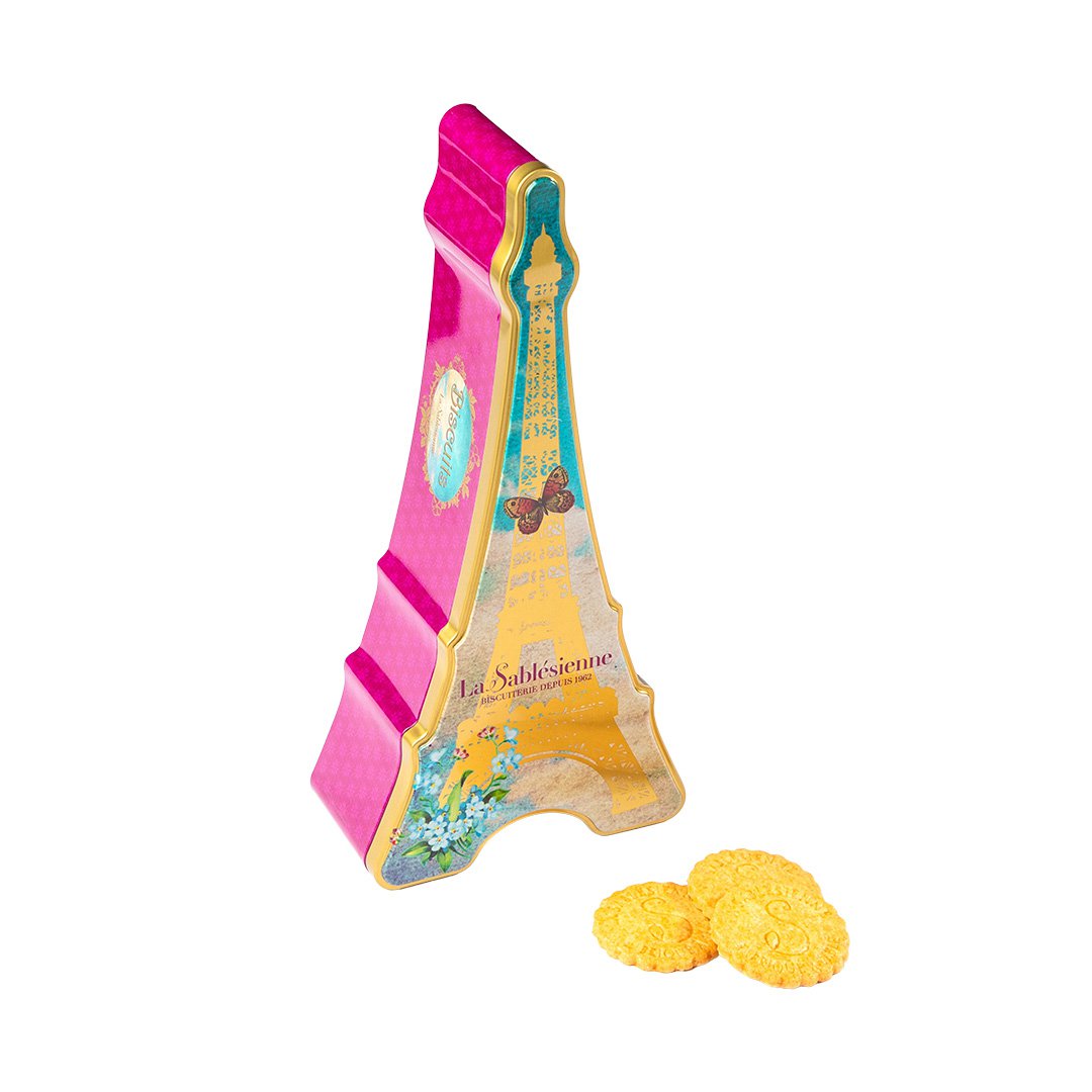 Pure fresh butter plain shortbread biscuits - metal box "The Eiffel Tower" 200g