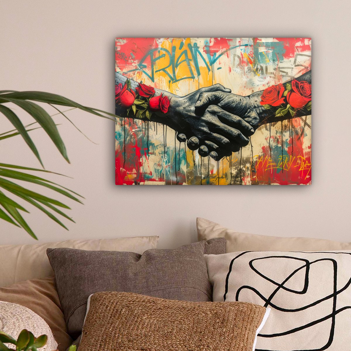 Malowanie na płótnie - Graffiti dekoracji ściennej - Róże - Hands - Street Art - Dekoracja ścienna salon - Dekoracja sypialni - Akcesoria do pokoju - Obrazy na płótnie