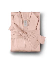 Kimono-Bademantel aus Satin, Solid Creamy Peach