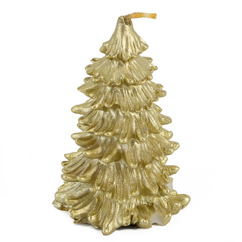 Kerze Weihnachtsbaum rustikal gold