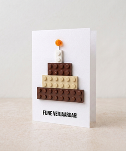 Verjaardagstaart-briefkaart – Bouwsteen LEGO