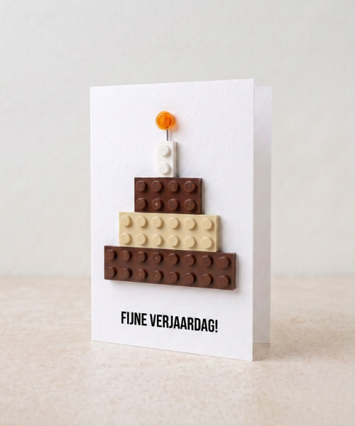 Carte postale de gâteau d'anniversaire – Brique de construction LEGO