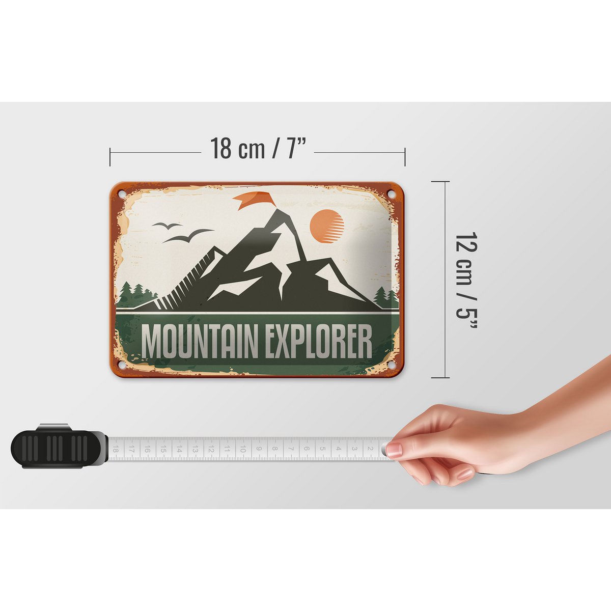 Tin Sign Retro 18x12cm Mountain Explorer Decoration