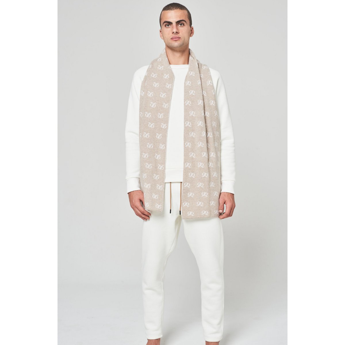 Cashmere Jacquard sjaal beige
