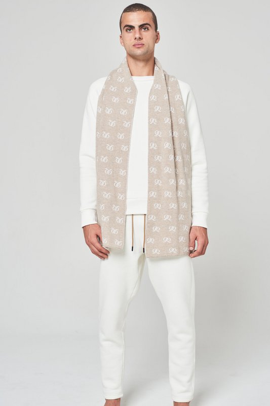 Cashmere Jacquard Scarf Beige