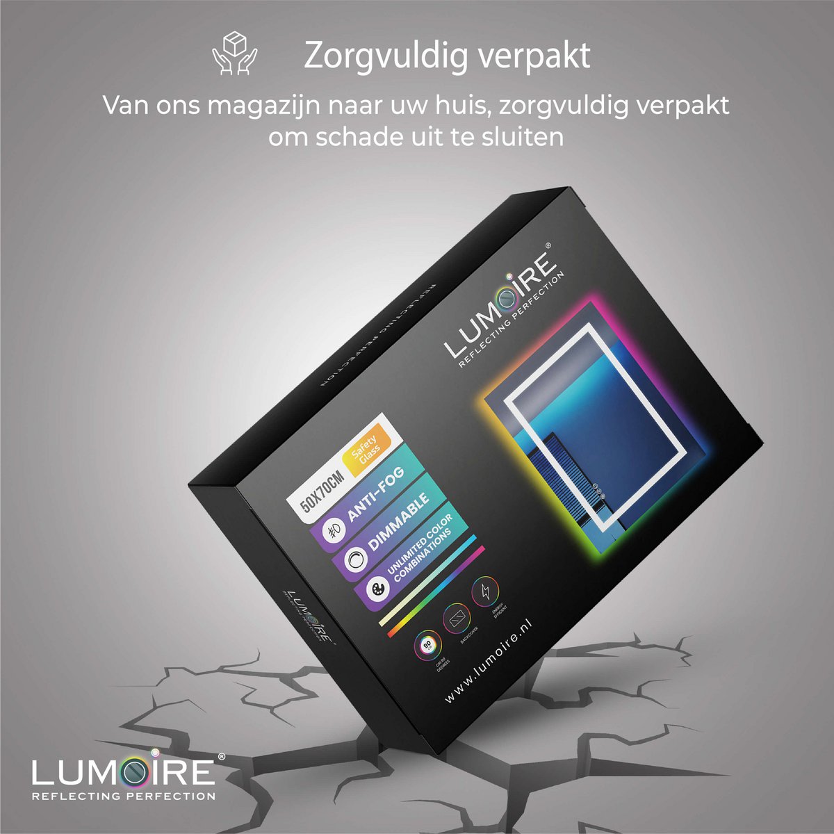 RGB-badkamerspiegel Lumoire Matrix verticaal 50 cm