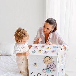 Set - BusyBoard little house white/pastel and creative cube