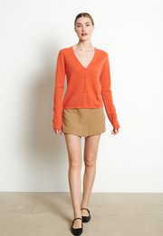 LILLY 7 Tangerine monteret cardigan i kashmir med V-hals