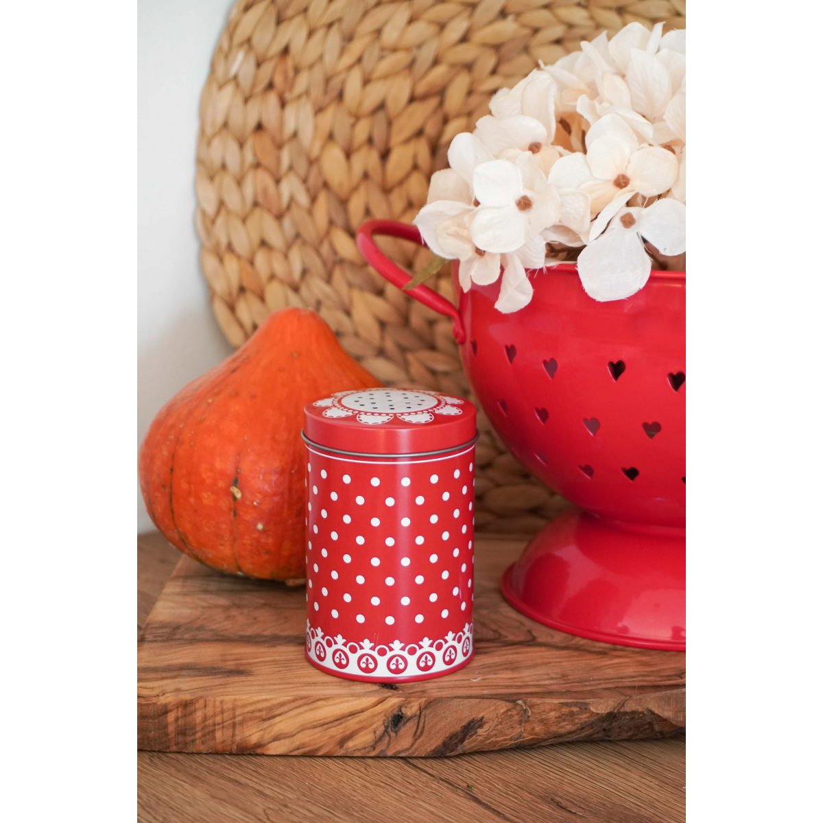 Passoire rouge avec coeurs 21 cm Isabelle Rose