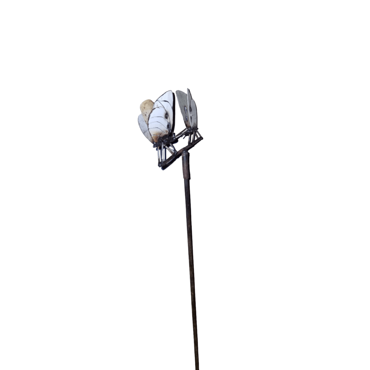 METALEN PAAR WITTE VLINDER OP STOK
