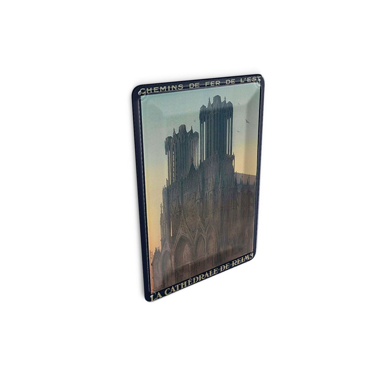 Cartolina da viaggio in latta 10x14 cm Insegna decorativa La Cathedrale de Reims