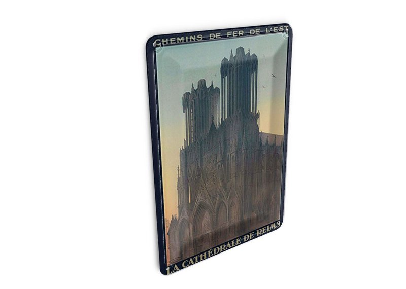 Cartolina da viaggio in latta 10x14 cm Insegna decorativa La Cathedrale de Reims