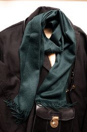 Fin vævet - 100% cashmere vævet tørklæde med frynser