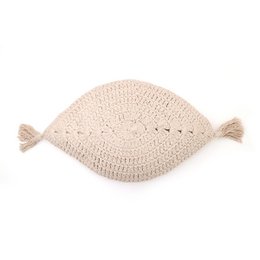 Szydełkowa artystyczna poduszka FEATHER ECRU