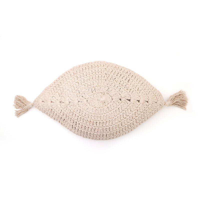 Szydełkowa artystyczna poduszka FEATHER ECRU