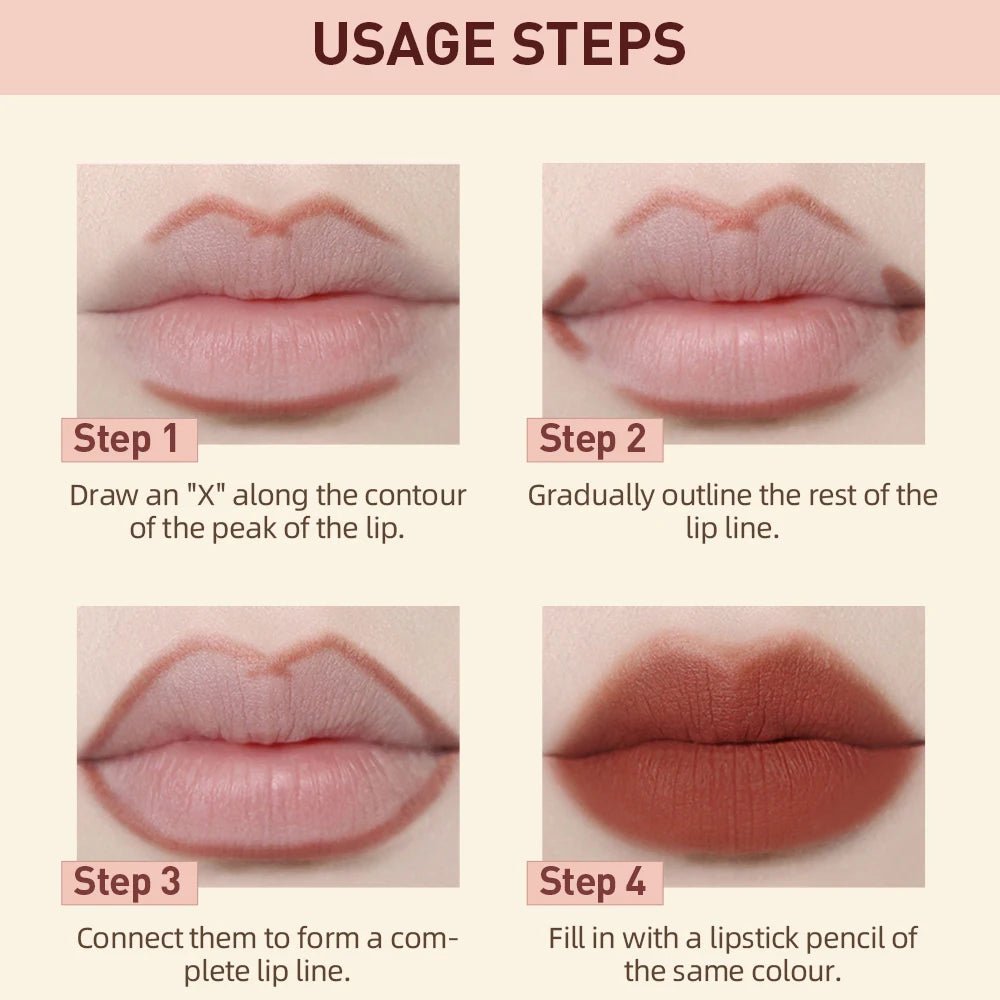 QIBEST 2pcs Lipstick Lipliner Pen Set Matte Fluwelen Lip Liner Potlood Contour Make-Up Sexy Rode Lip Stick Langdurige cosmetica