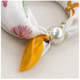 HS Pearl Scarf Satin Print Flowers - Multiple Prints
