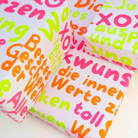 Wrapping paper “Packaged with love” made from recycled paper