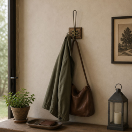 Iron and wood hanger 1 hook 8 x 10 x 16 h cm