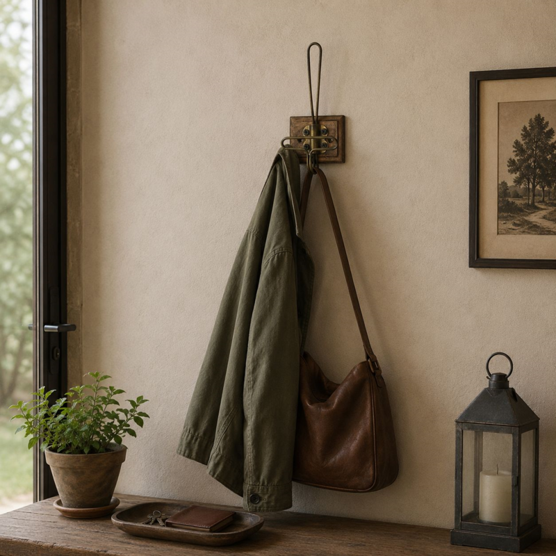 Iron and wood hanger 1 hook 8 x 10 x 16 h cm