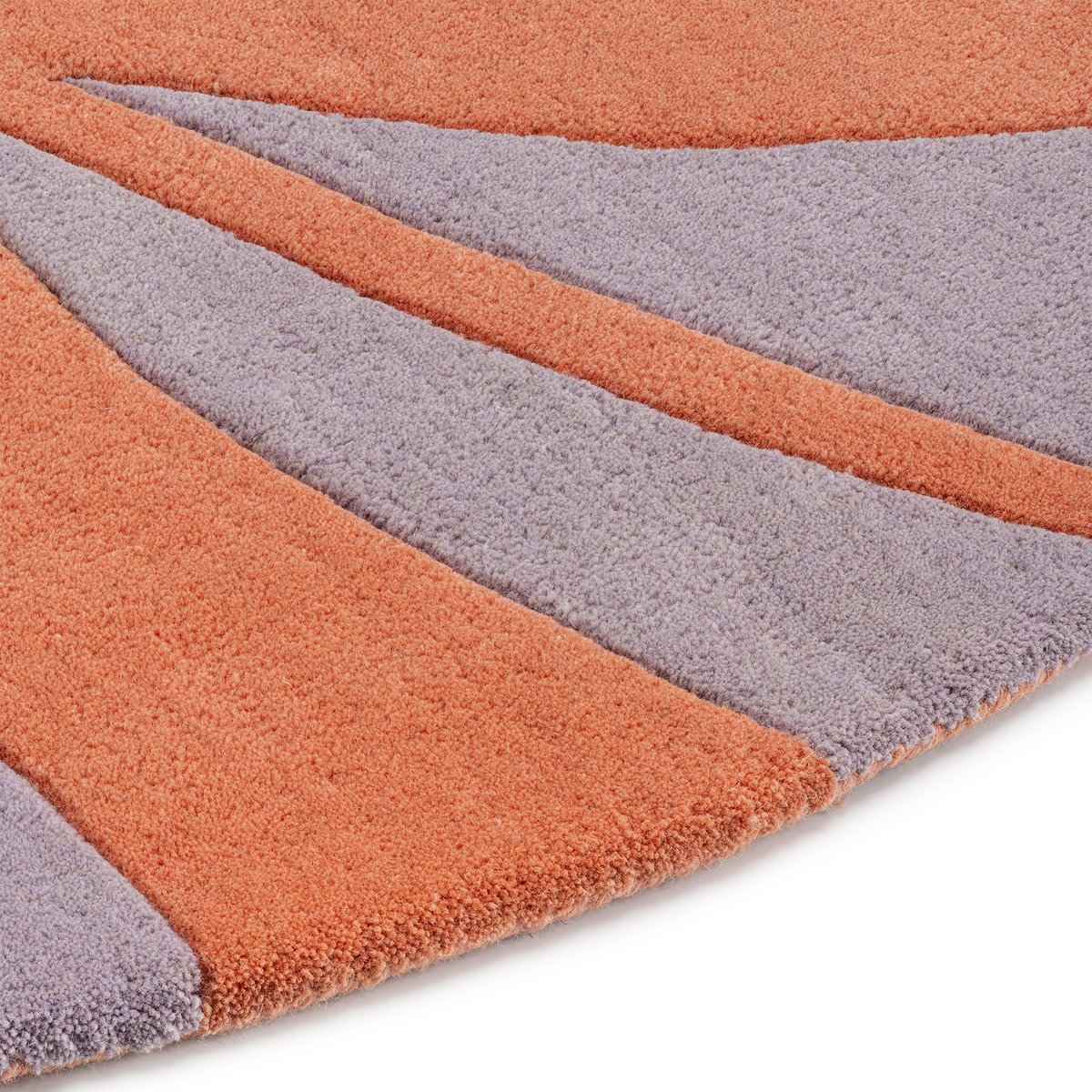 Wollteppich rund 120 cm Blatt Lavendel Lachs