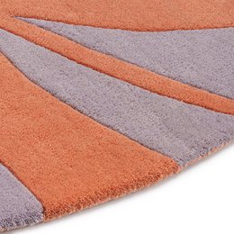 Alfombra de lana redonda 120 cm hoja lavanda salmón