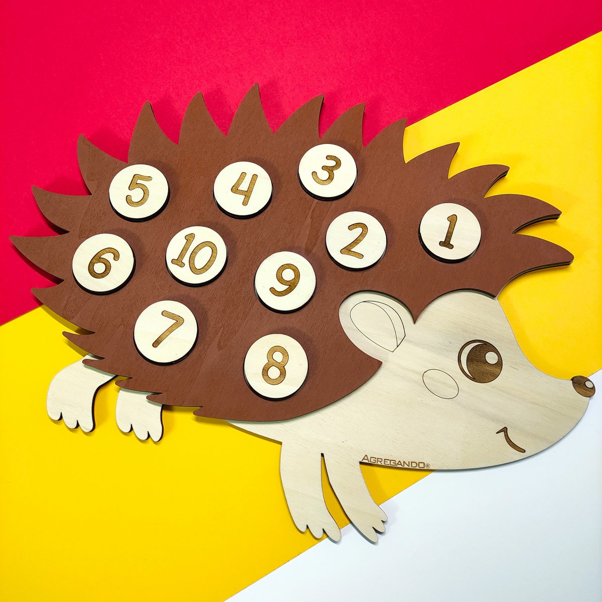 Juguete de hedgehog de rompecabezas de madera, juego de combinación de número de educación educativa