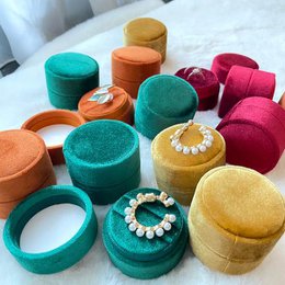 Round Velvet Wedding Ring Box & Proposal Ring Box