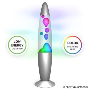 PartyFunLights - Lavalampe Multi-Color LED - wechselt die Farbe - energieeffiziente Technologie - Höhe 34cm - inkl. EU-Adapter