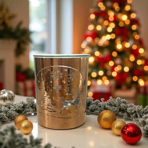 Burnt-Parfum Christmas Metal Laser Speise- und Rentier-Musteröle, Wachse und Parfums-removable Glasbecher-Chic-Chic-Chic-Atmosphäre