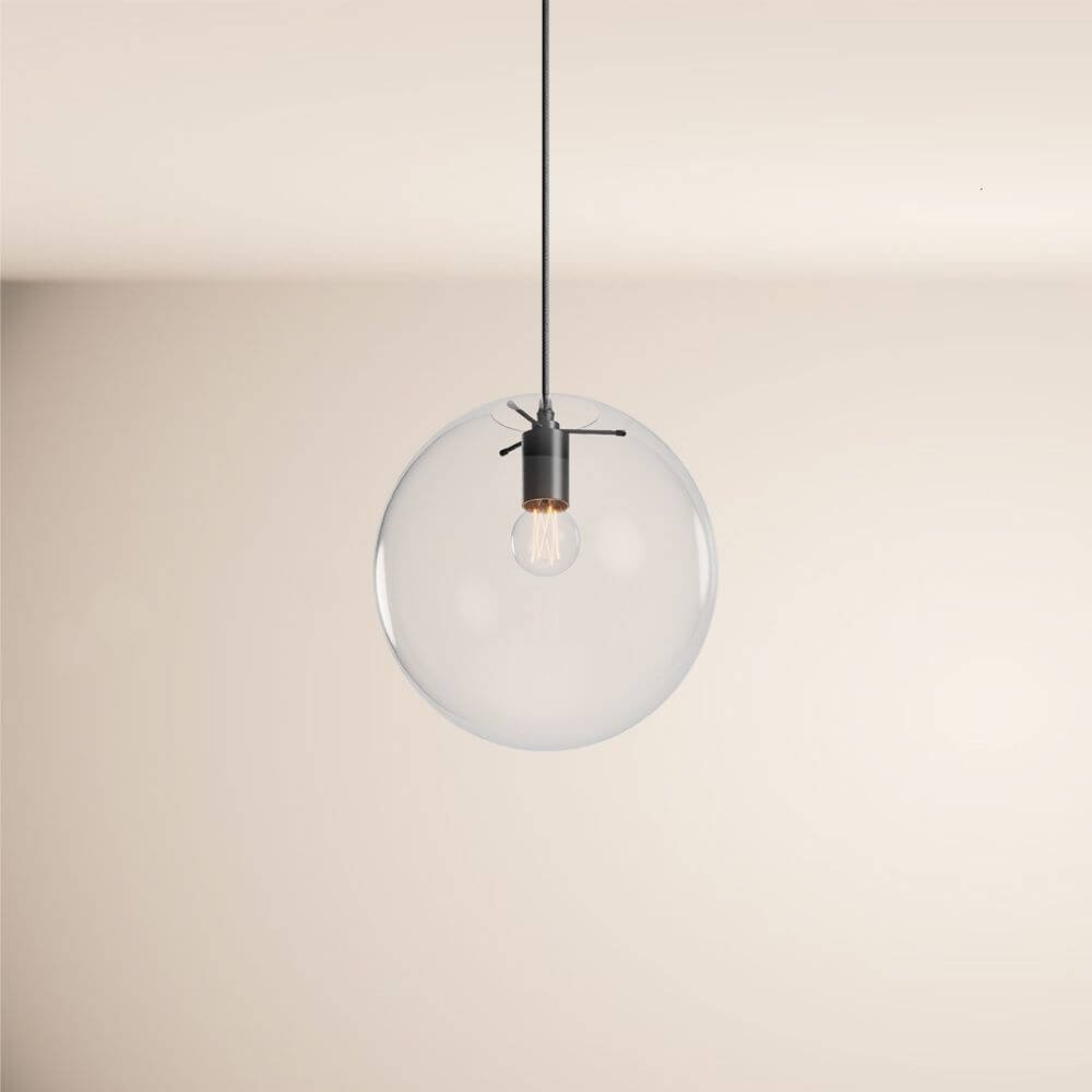 s.luce Orb glass ball hanging lamp 150cm suspension black