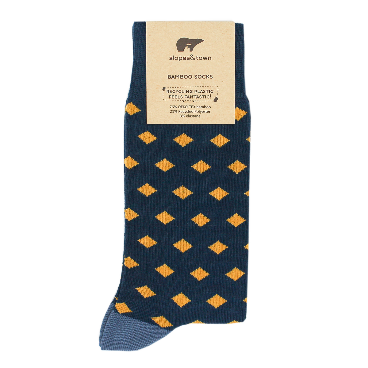 Blue with Yellow Diamonds Bamboo Socks
