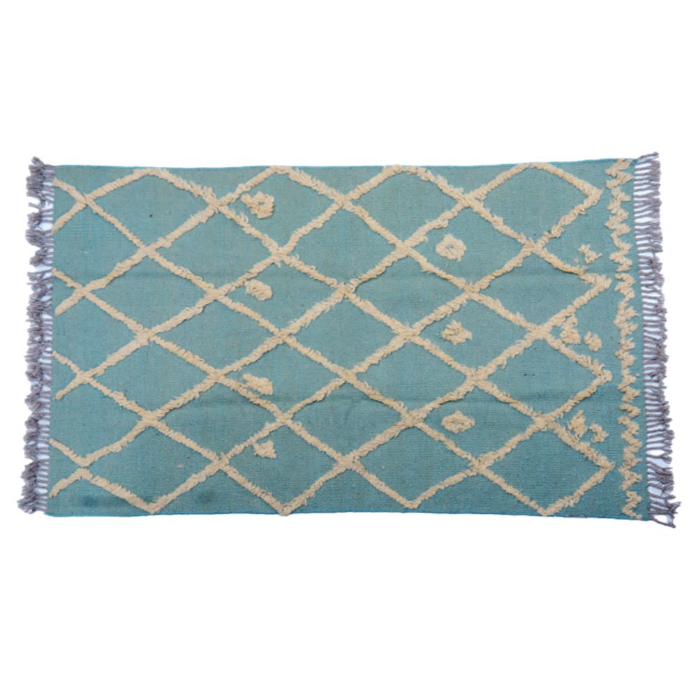 IKAT Tappeto Kilim grigio verde acqua