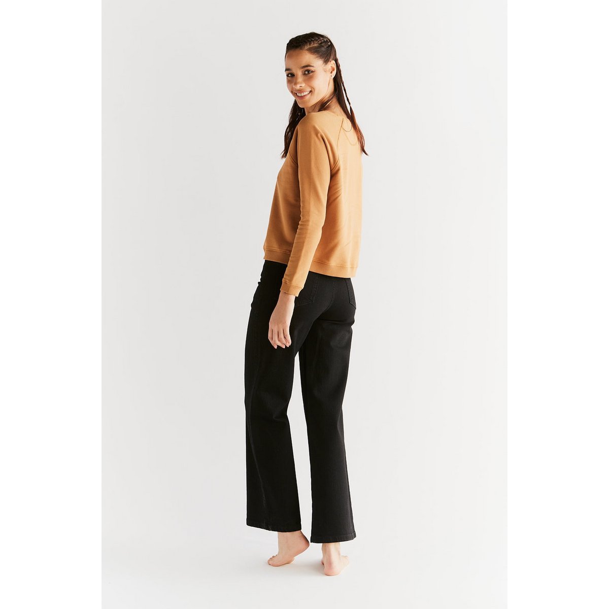 WE1010-104 | Jeans a gamba larga da uomo - Nero carbone