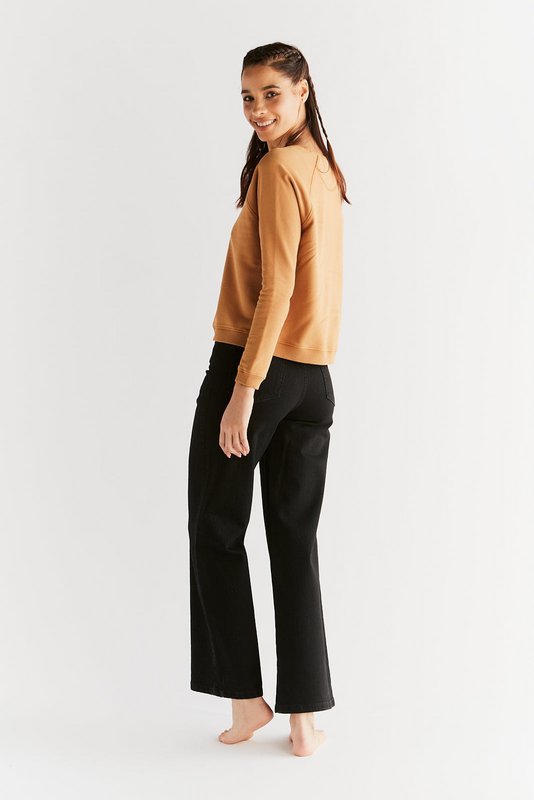 WE1010-104 | Damen jeans med brede ben - kulsort