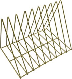 Metal magasin tilrettelægger | trekant bogreol | magasinarrangør | trekant | avisopbevaringsstativ | CD-lagringssystem | magasinholder | magasinholder | magasinstativ | mat guld