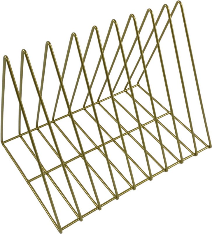 Metal magasin tilrettelægger | trekant bogreol | magasinarrangør | trekant | avisopbevaringsstativ | CD-lagringssystem | magasinholder | magasinholder | magasinstativ | mat guld