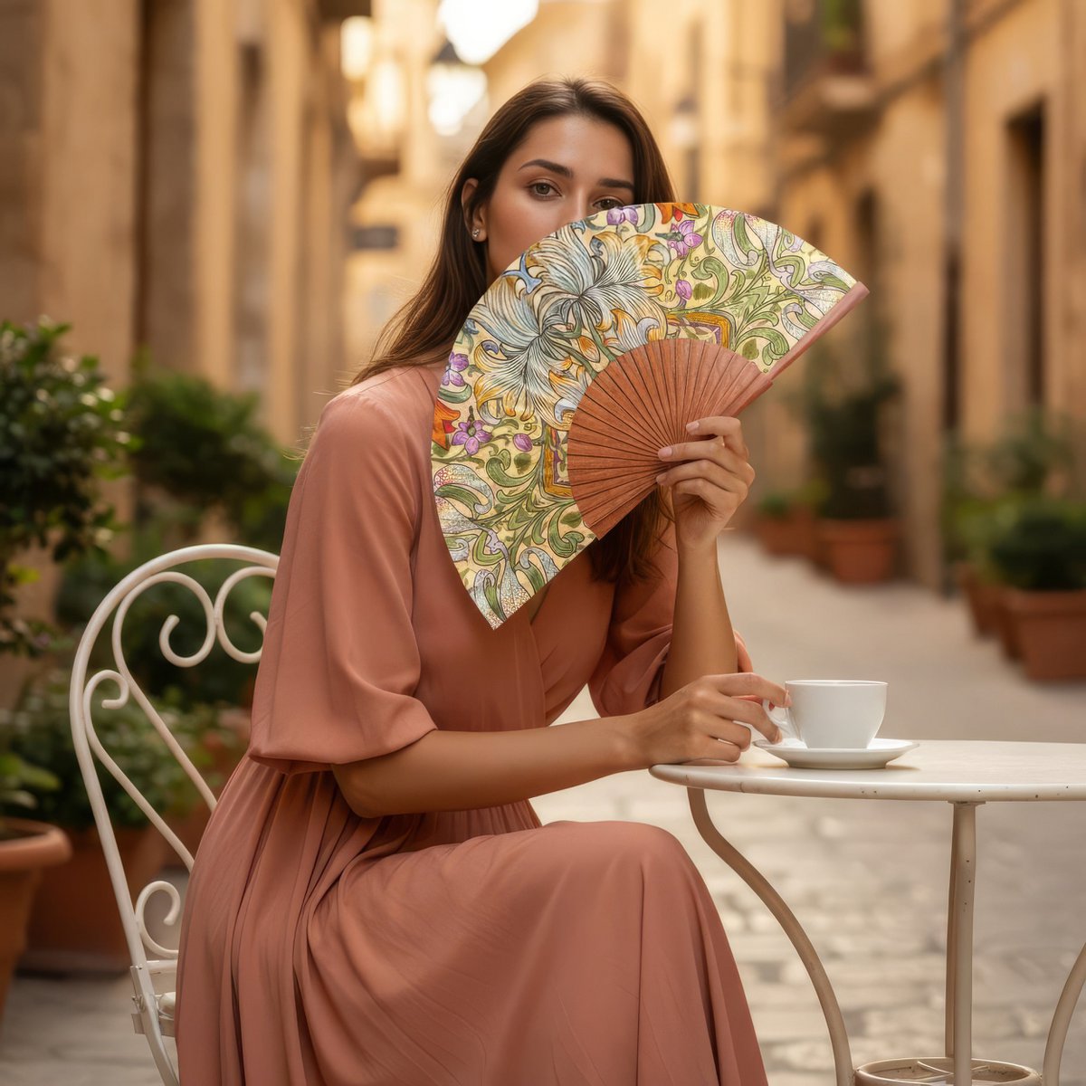 Spanish Hand Fan with Floral Print Georg