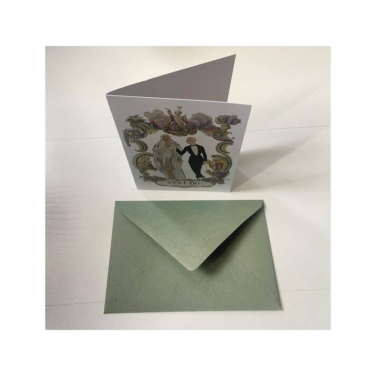 Wenskaart gevouwen (A6) in envelop trouwen Museum-collectie