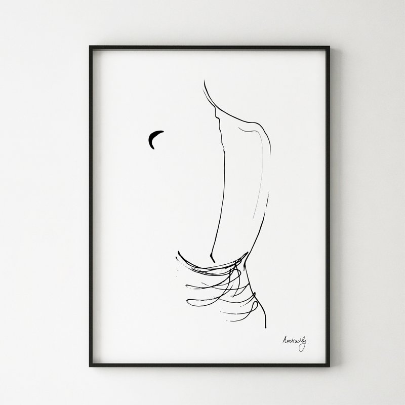 Late Night Dress - Kvinde Skulptur Line Art Print