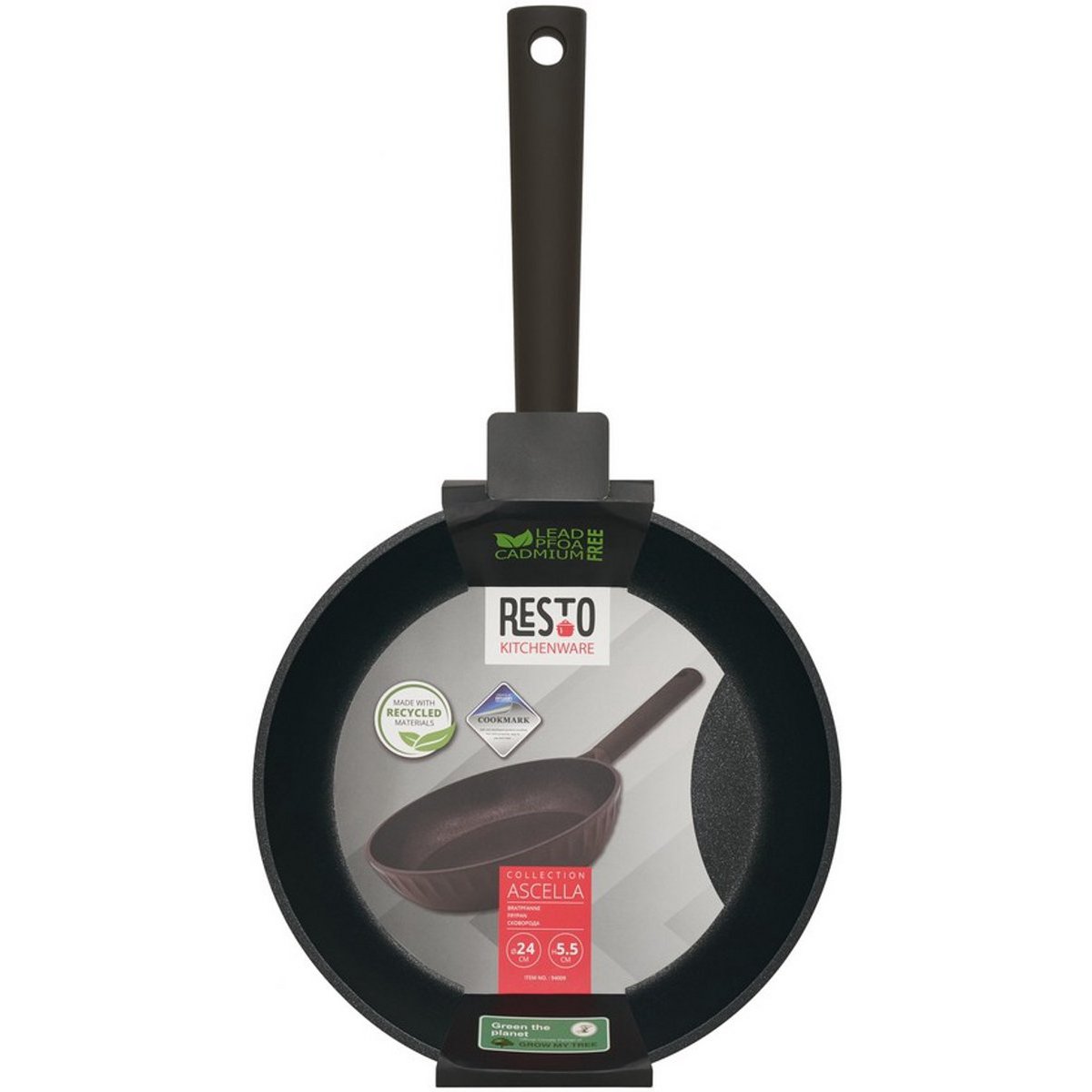 RESTO Koekenpan Ø24 cm Ascella 94009 – Zwart – PFAS-vrije Antiaanbaklaag – Geschikt voor Inductie & Alle Warmtebronnen – Gerecycled Aluminium