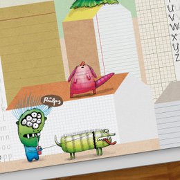 Schreibtischunterlage Monster – Kritzelunterlage mit ABC